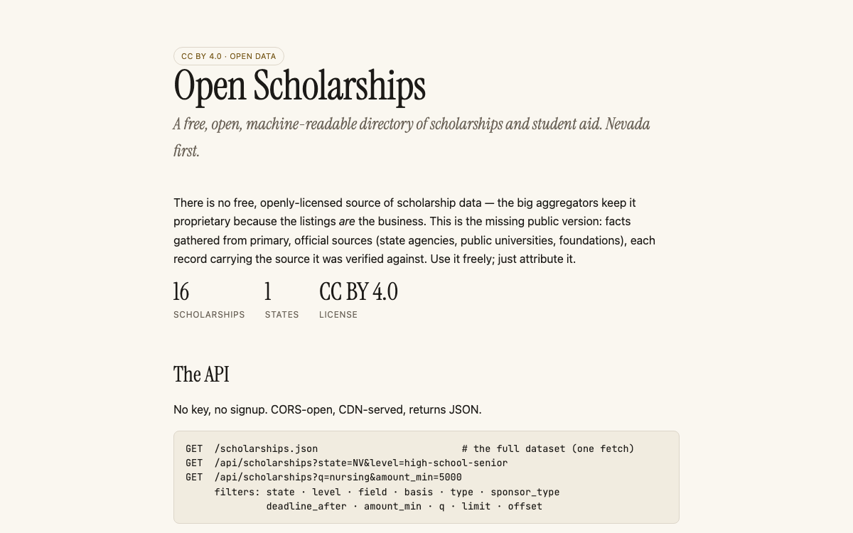 Open Scholarships - Project Screenshot